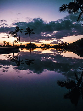 Sunset Reflection On Water, sunset, reflection, water, nature, trees ...