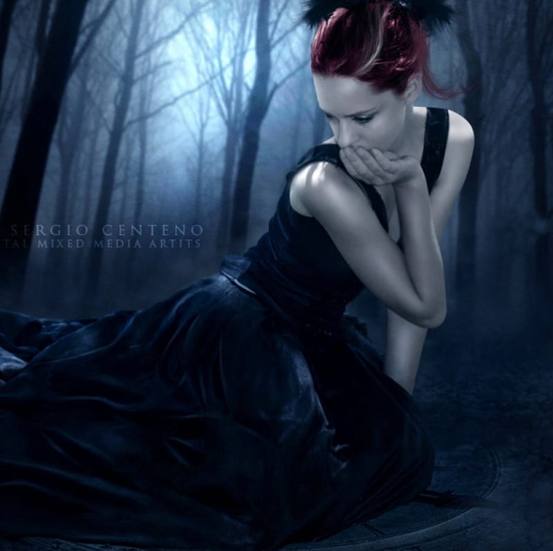 Don't Speak the time is Over, forest, fantasy, time, lady, speak, HD wallpaper