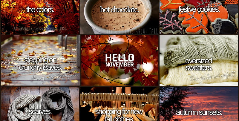 Things I Love About Autumn, Love, Abstract, Collage, Colors, graphy, Cookies, Sweaters, HD wallpaper