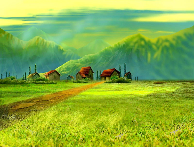 HD-wallpaper-dream-village-cottages-grass-sunny-beautiful-mountain-green-painting-path-village-cabins-calmness-houses-mist-peaceful-day-nature-meadow-field.jpg