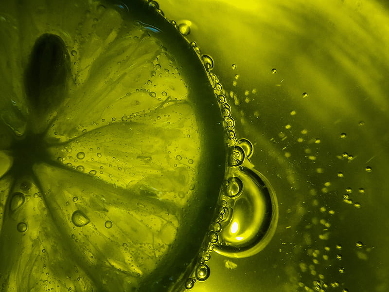 lime, wedge, water, bubbles, green, HD wallpaper