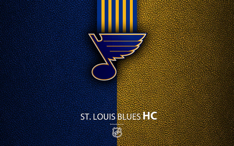 St Louis Blues, HC hockey team, NHL, leather texture, logo, emblem, National Hockey League, St Louis, Missouri, USA, hockey, Western Conference, Central Division, HD wallpaper