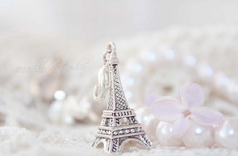 Paris, tower, flower, pearls, eiffel, softness beauty, delicate, purity, HD wallpaper