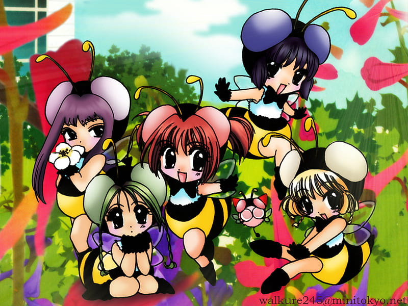 HoneyBee Mew Mews, purin, ichigo, mew mew power, lettuce, honeybees, minto, tokyo mew mew, anime, zakuro, other, HD wallpaper