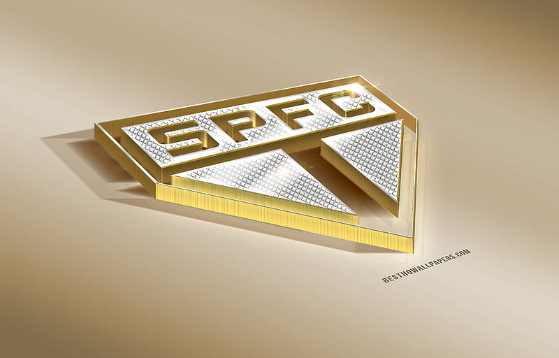 Sao Paulo FC, Brazilian football club, golden logo with silver, Sao Paulo, Brazil, Serie A, 3d golden emblem, creative 3d art, football, HD wallpaper