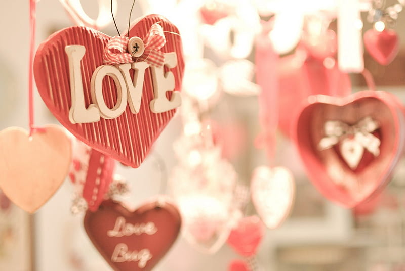 Valentine Day Hearts, valentine day, decoration, love, heart, valentine, corazones, sweet, HD wallpaper