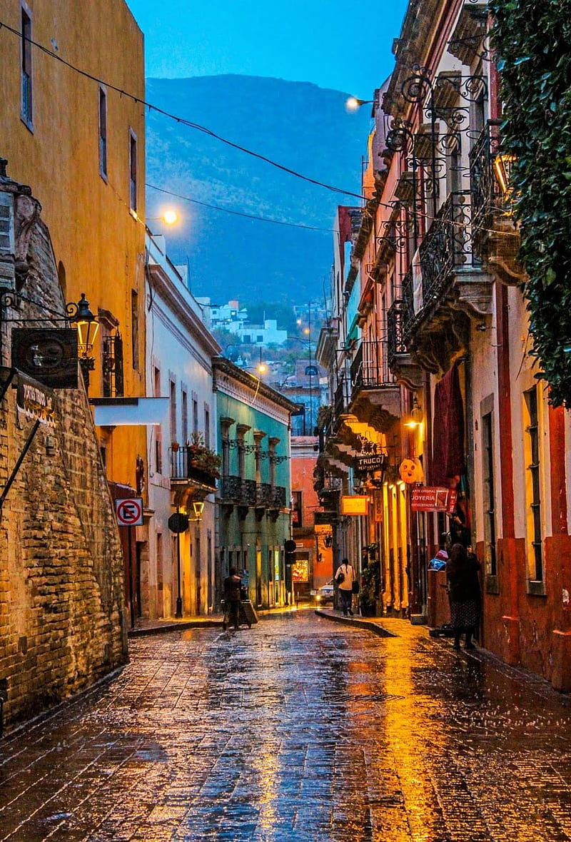 Guanajuato cultural, calle, foto, gto, rain, night, pueblo, HD phone wallpaper