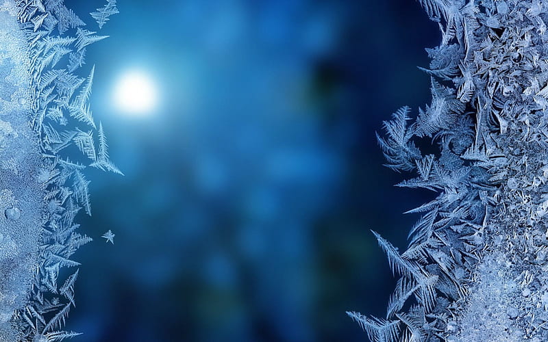 Frozen night winter, moon ice, nature, frozen, blue, night, frost, HD wallpaper