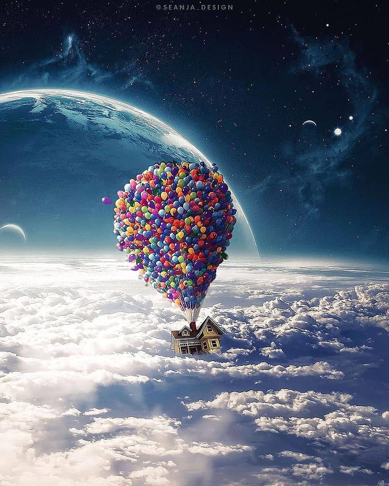 Up in Sky, animation, ballon, balloons, best, best , cute, movie, space, tiny, HD phone wallpaper