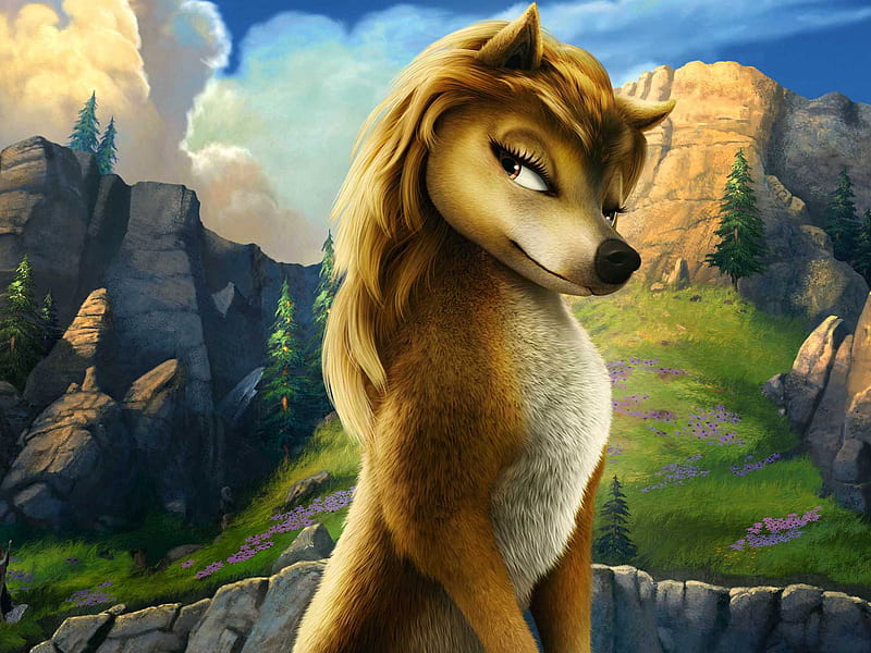 Foxy Lady, female, fox, mountains, vixen, animal, HD wallpaper