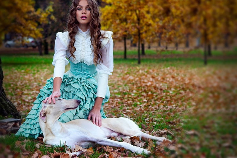 Lady With the dog, dress, model, Anastasia Solo, woman, dog, HD ...