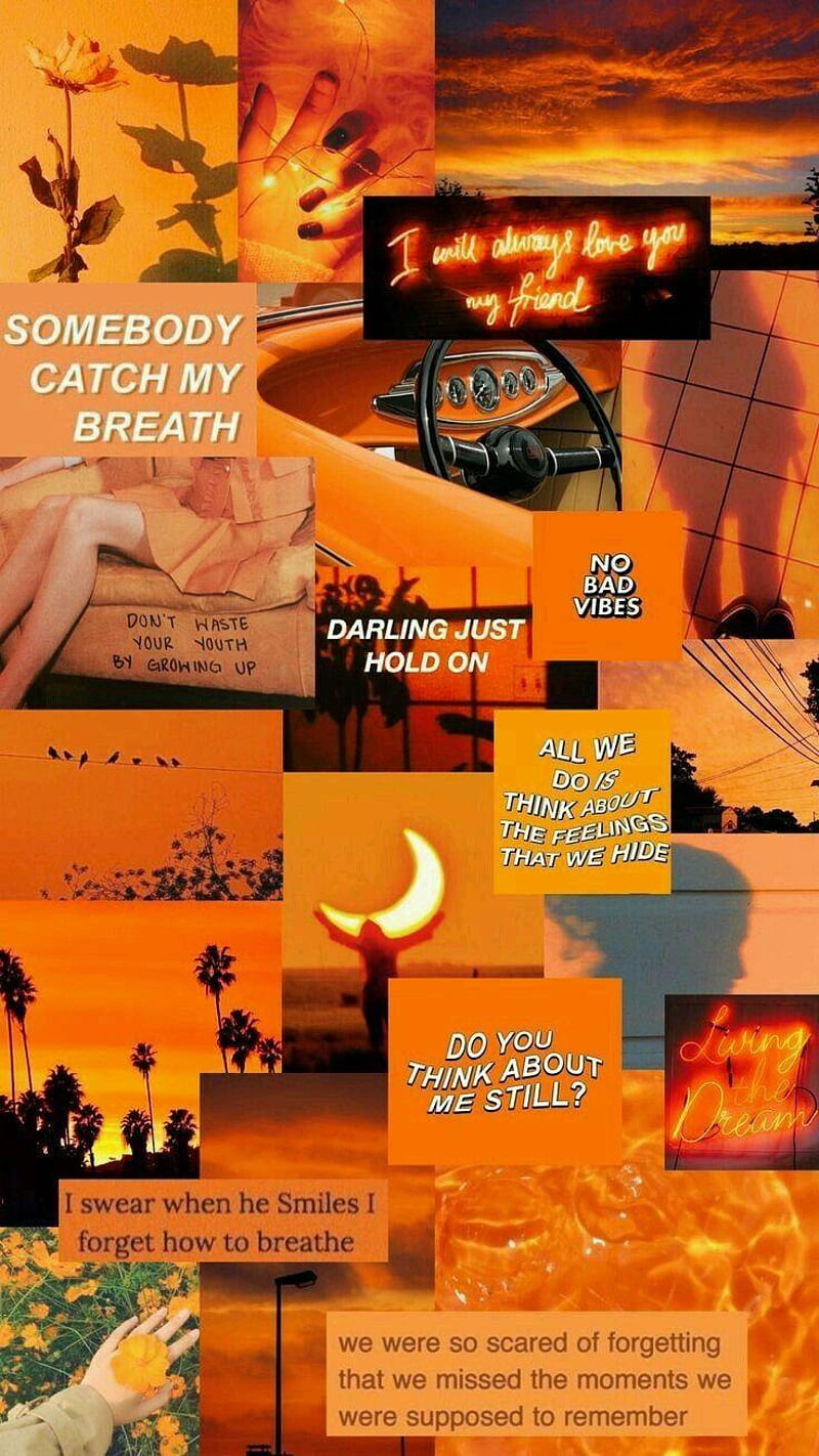 orange aesthetic, quotes, HD phone wallpaper
