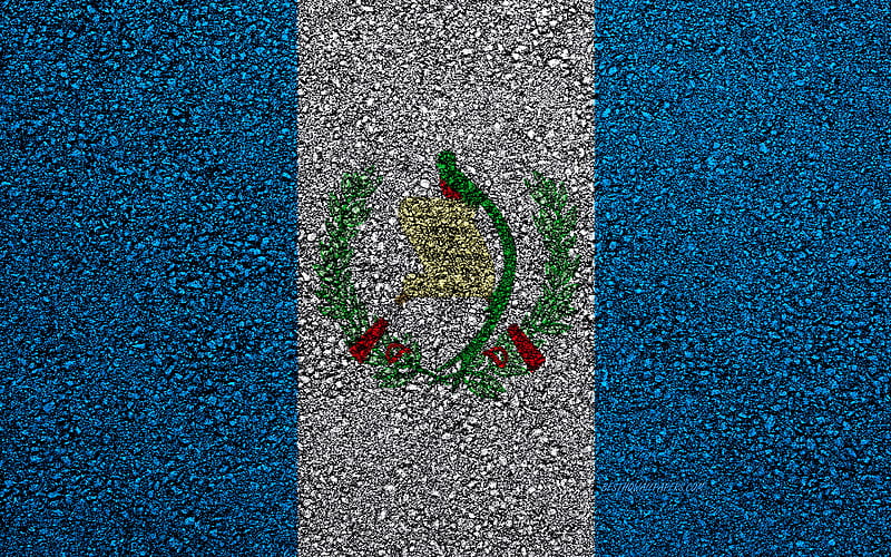 Flag of Guatemala asphalt texture, flag on asphalt, Guatemala flag, North America, Guatemala, flags of North America countries, HD wallpaper