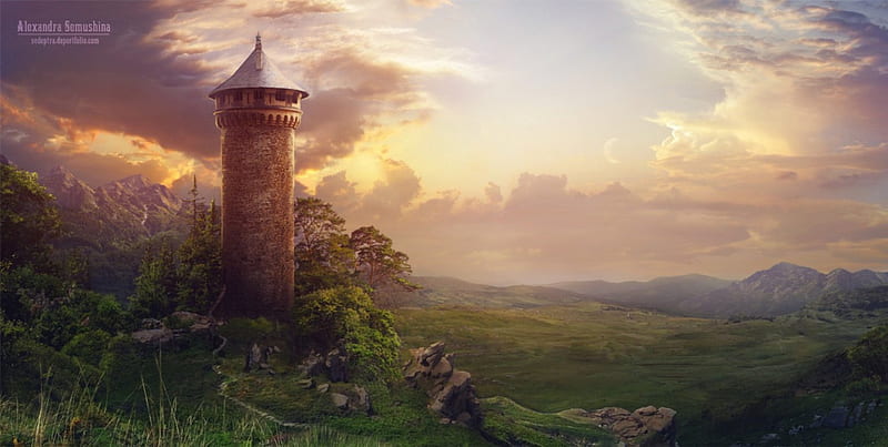 The Lost Tower, art, fantasy, abstract, tower, HD wallpaper