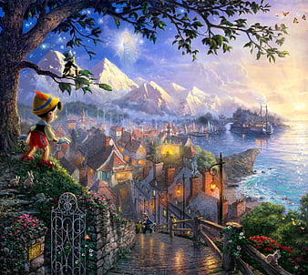 thomas kinkade disney paintings tangled