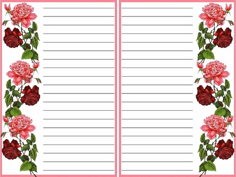Printable stationery 5, green, white, pink, red, craft, stationery, HD wallpaper