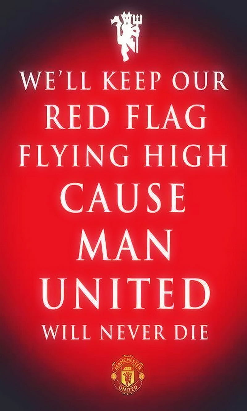 Man United, die, flag, flying, high, man utd, manchester united, never, red, HD phone wallpaper