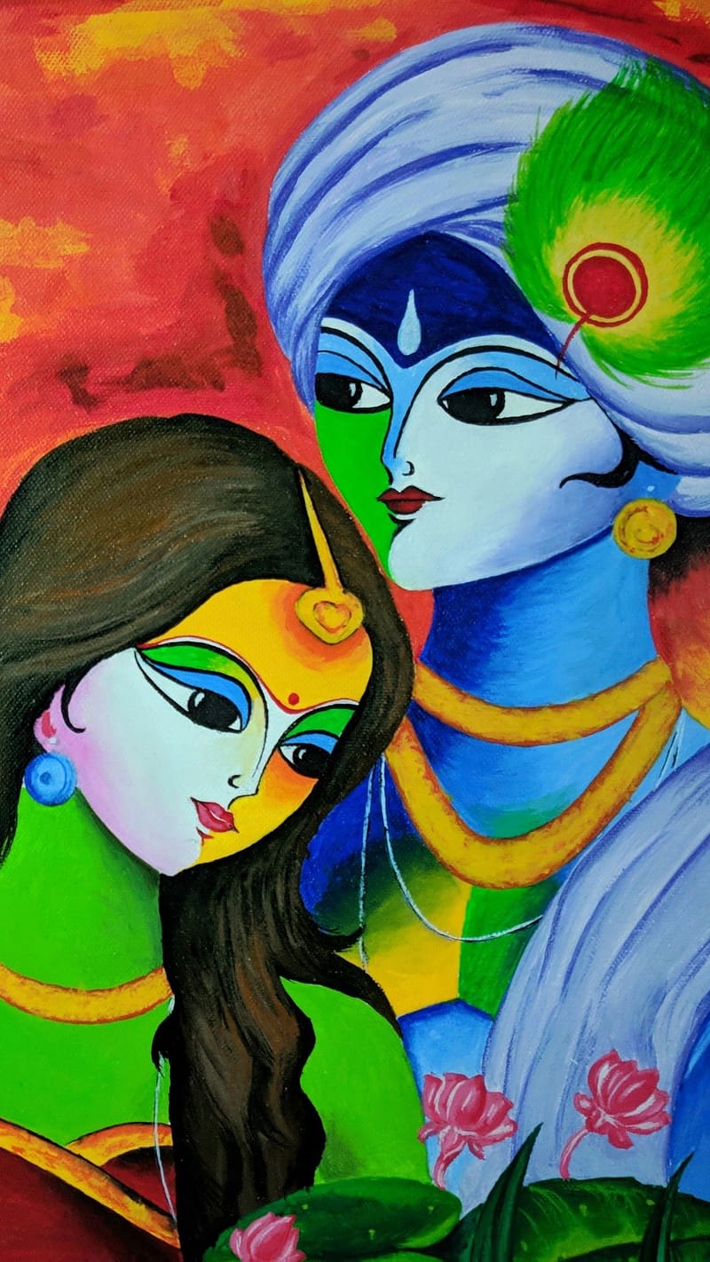 Gloss Canvas Radha Krishna Paintings