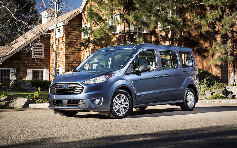 Ford Transit Connect, Wagon, 2019 new blue Transit, American cars, Ford, HD wallpaper