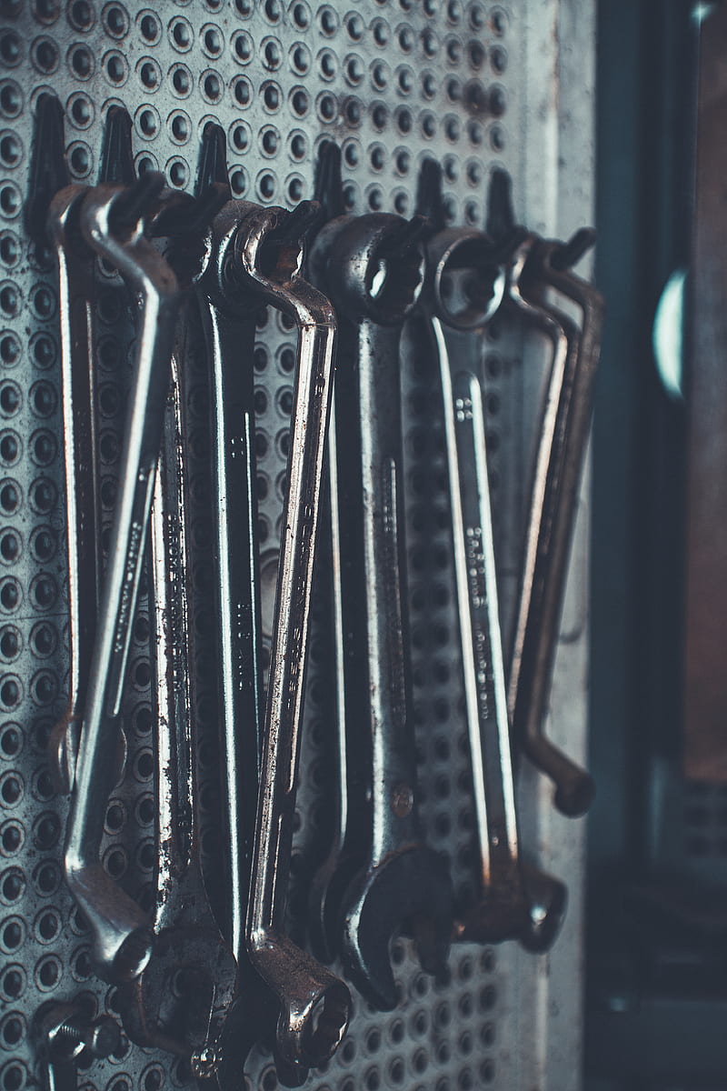 close-up of gray combination wrench set, HD phone wallpaper