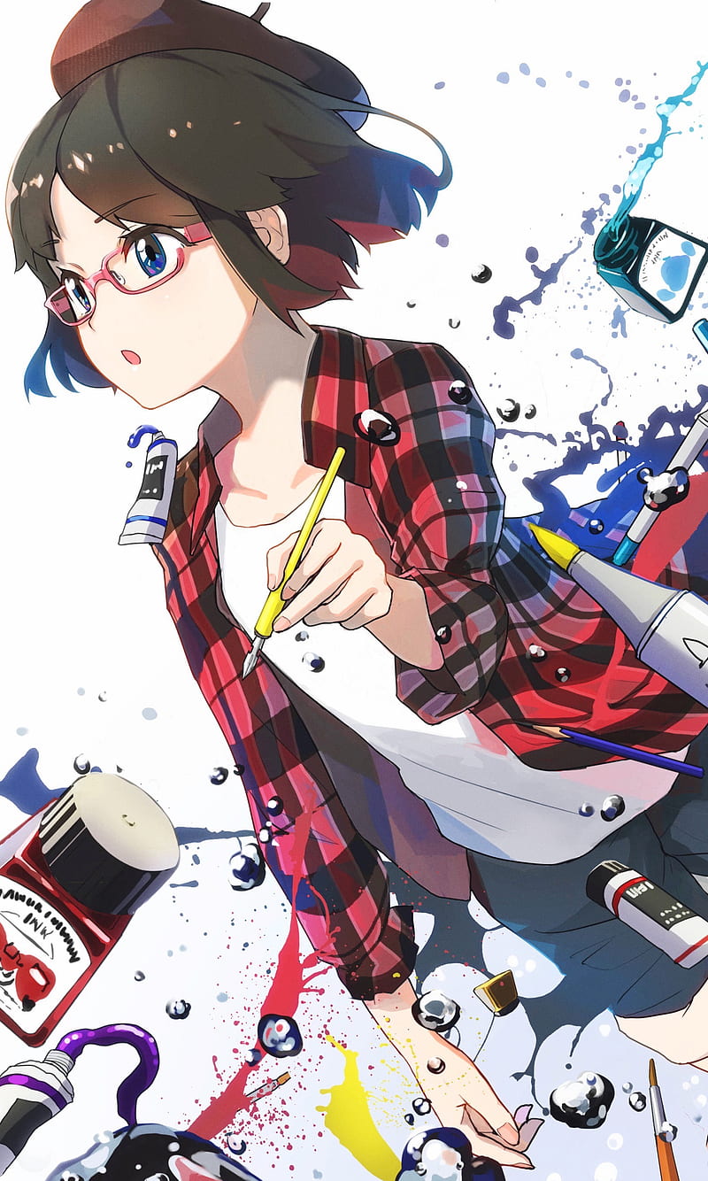 Ink flow, anime, drawing, girl, glasses, manga, mangaka, HD phone wallpaper  | Peakpx