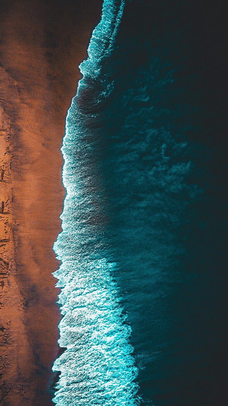 Beach v2, android, beach, bird view, blue, oceans, phone, waves, HD phone wallpaper