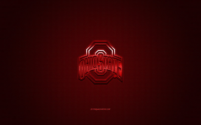 Ohio State Buckeyes logo, American football club, NCAA, red logo, red carbon fiber background, American football, Columbus, Ohio, USA, Ohio State Buckeyes, HD wallpaper