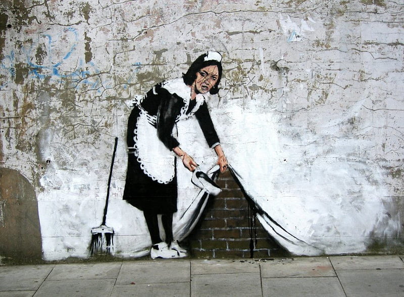 Amazing Graffiti by Banksy, art, banksy, london, graffiti, wall, artwork, HD wallpaper