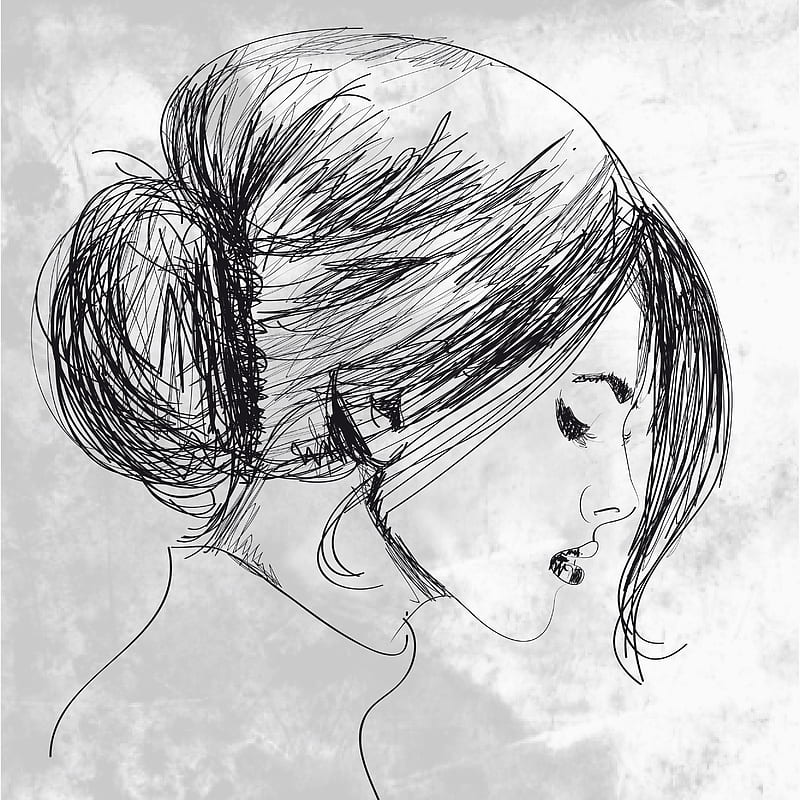Sketch-girl, abstract, bonito, girl, gris, lady, lovely, pencil, sad, sketch,  HD phone wallpaper | Peakpx