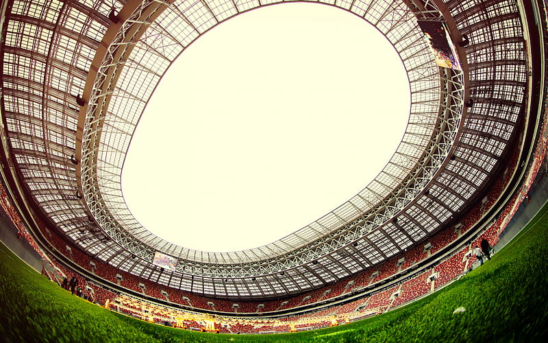 Luzhniki Stadium, panorama, football lawn, view inside, grandstands, 2018 FIFA World Cup, World Championship 2018, Moscow, Russia, football stadiums, HD wallpaper