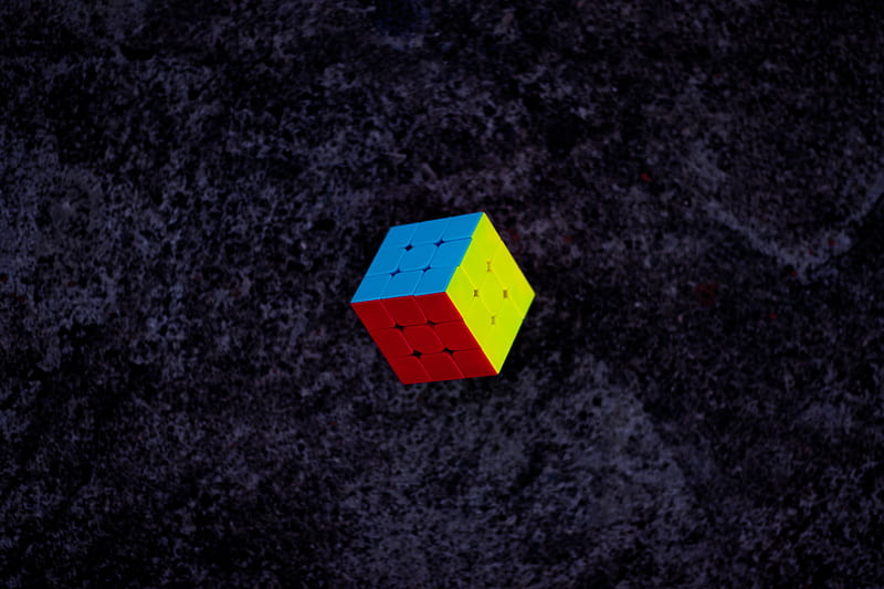 cube, multi-colored, levitation, HD wallpaper