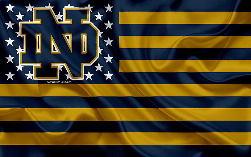 Notre Dame Fighting Irish golden logo NCAA blue metal background  american football club Notre Dame Fighting Irish logo american football  USA for with resolution  High Quality HD wallpaper  Pxfuel