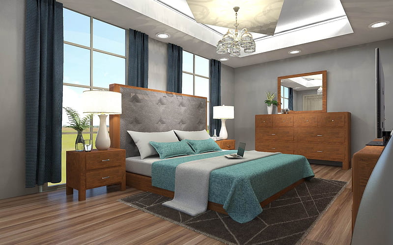 Bedroom, furniture, interior, home, HD wallpaper