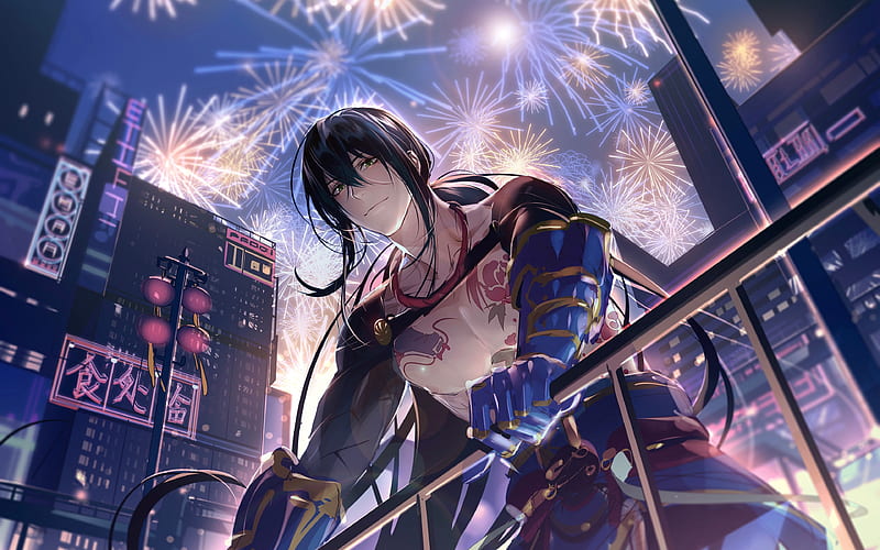Rrrrrrice fireworks, Fate Series, Fate Grand Order, Shinjuku Assassin, artwork, TYPE-MOON, HD wallpaper