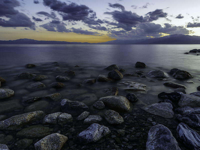 Time-lapse graphy Of Rocky Shore, HD wallpaper