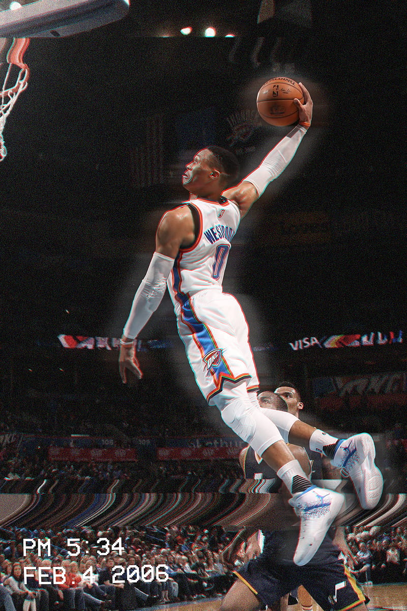 Russell Westbrook, basket, dunk, HD phone wallpaper