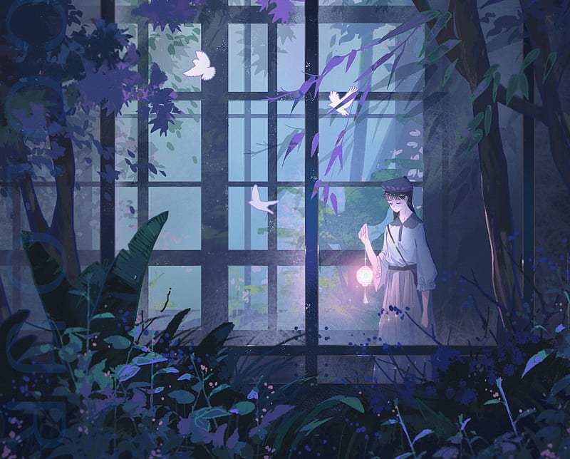 Anime, Original, Girl, Lantern, HD wallpaper | Peakpx