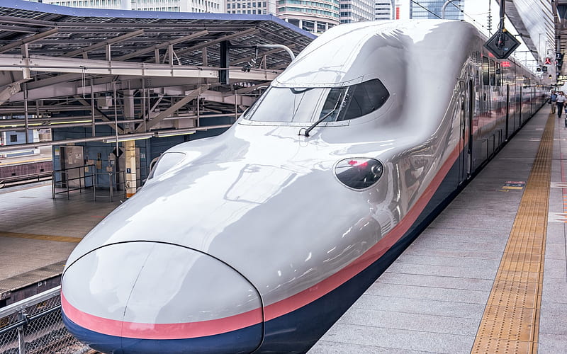 japanese train, E4 Series Shinkansen, high-speed shinkansen train, japan, modern trains, HD wallpaper