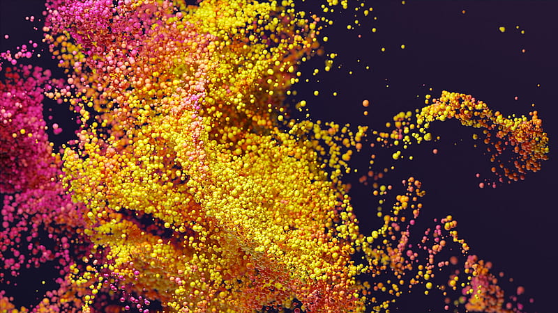 yellow particles, imac pro stock, Abstract, HD wallpaper