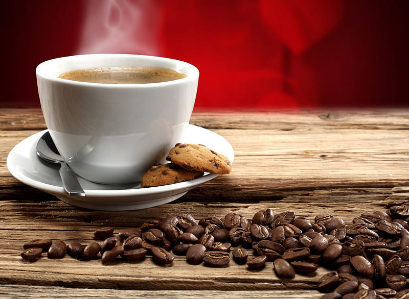 Coffee Time, with love, coffee, cup, coffe time, coffee beans, HD wallpaper