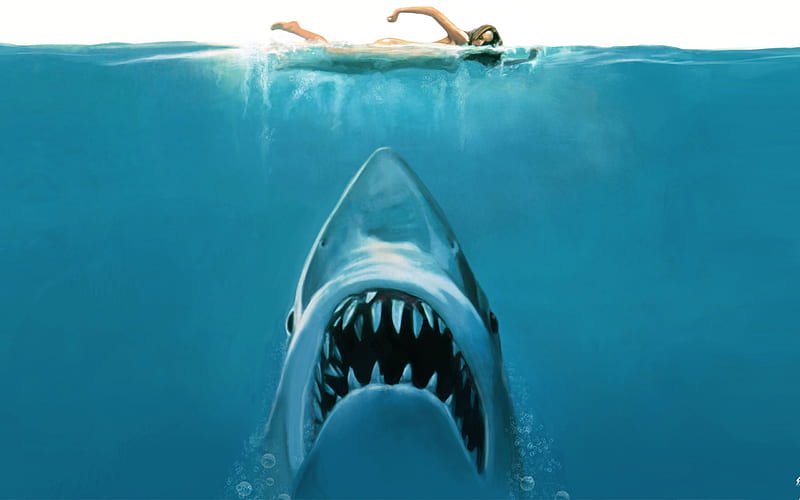 shark attack-Amazing Artistic Painting, HD wallpaper
