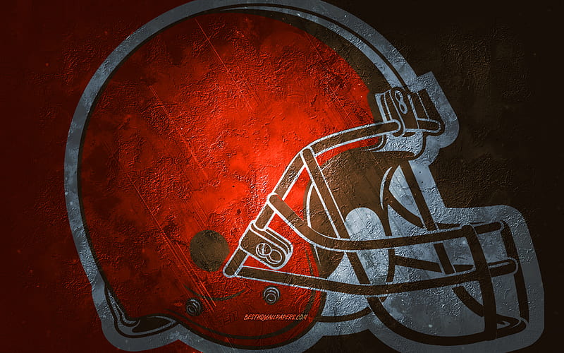 Cleveland Browns, American football team, orange stone background, Cleveland Browns logo, grunge art, NFL, American football, USA, Cleveland Browns emblem, HD wallpaper