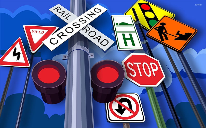 traffic signs, railroad, traffic, stop, crossing, sign, HD wallpaper