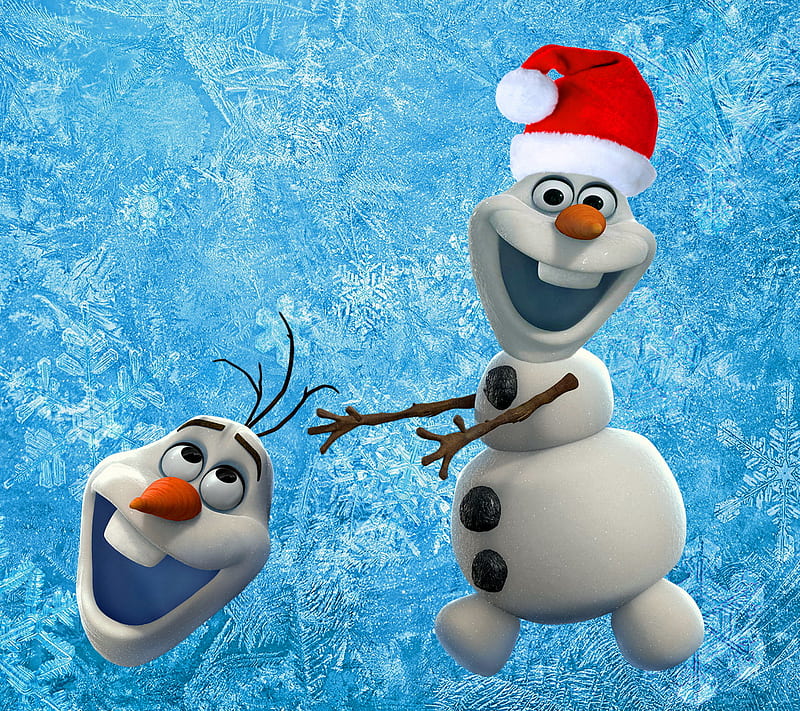 Snowman Olaf, christmas, cute, disney, frozen, santa, HD wallpaper