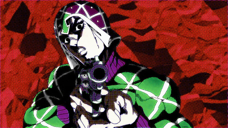 Jojo Guido Mista Gun Pointing With Red Background Anime, HD wallpaper