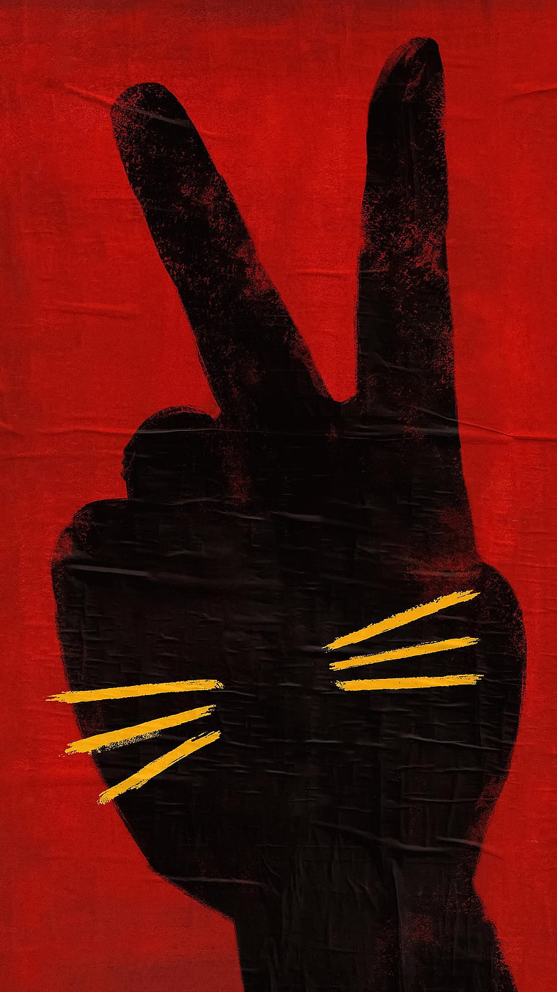 Jojo Rabbit, minimalism, hand gesture, red, HD phone wallpaper