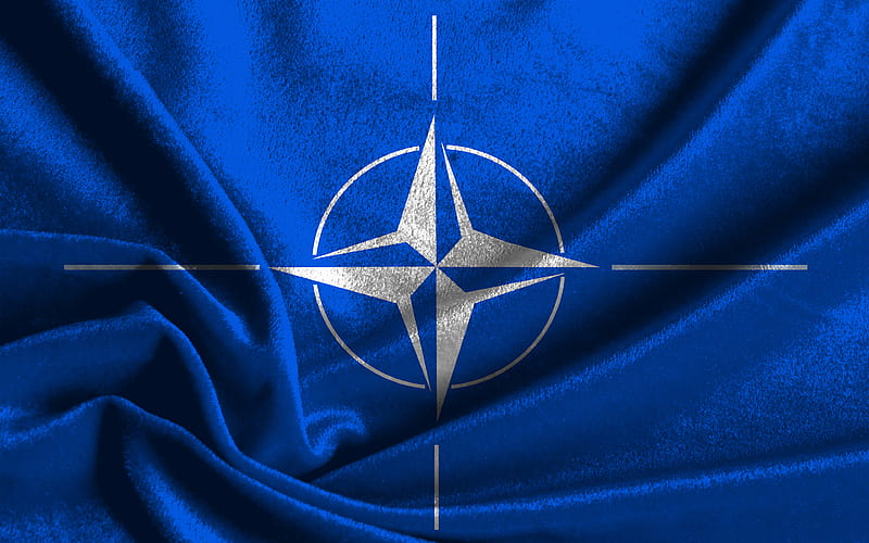 NATO fabric flag North Atlantic Alliance, Flag of NATO, NATO flag, NATO, NATO silk flag, North Atlantic Treaty Organization, HD wallpaper