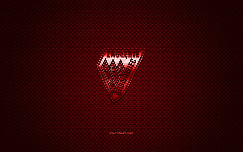 Zaglebie Sosnowiec, Polish football club, Ekstraklasa, red logo, red carbon fiber background, football, Sosnowiec, Poland, Zaglebie Sosnowiec logo, HD wallpaper