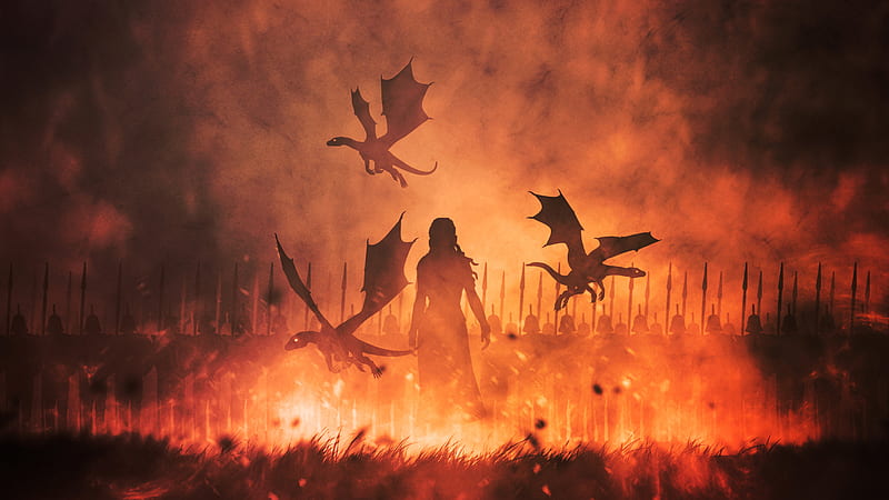 Daenerys Targaryen and Dragons In Fire, HD wallpaper