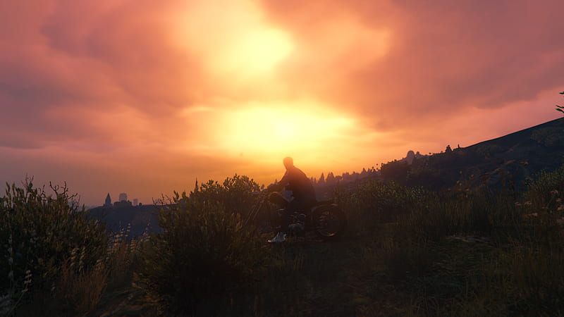 gta v, sunset, scenic, in-game, grand theft auto v, Games, HD wallpaper